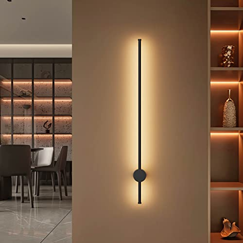Klighten Lange LED Wandleuchte Innen, Modern Wandlampe 97CM/28W, IP65 Wandleuchten Außen, Wandbeleuchtung Aluminium, für Wohnzimmer Schlafzimmer Flur, Warmweiß 3000K, Schwarz