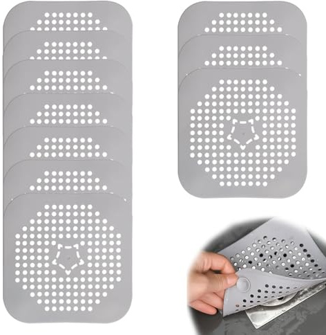 HERKINDNESS 10 Stück Abflusssieb Silikon, Haarsieb Dusche mit Saugnapf, Badewanne Abflussabdeckung, für Badezimmer, Küchenspüle, Waschbecken (Grau)