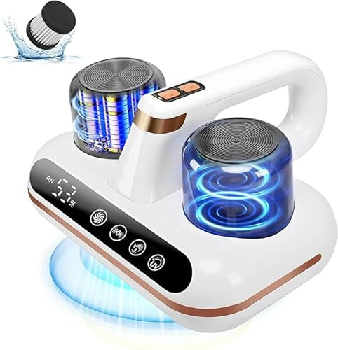 UCerdveos Matratzensauger, 1000 W, kabelloser Staubsauger mit Milbensensor und intelligenter LED-Anzeige, Staubsauger mit UV-Licht, entfernt 99,9% der Allergene, für Matratzen, Betten, Sofas weiß
