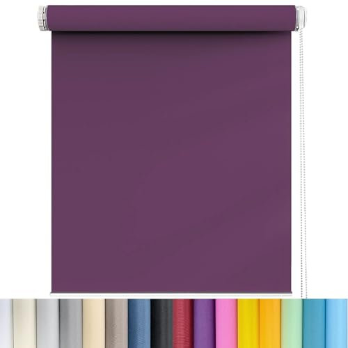Tages- und Nachtlicht-blockierende Jalousien, 45 x 100 cm, wärmeisoliert, Privatsphäre, geschützte Fensterrollos, einfache Montage, Rollos für Zuhause, Büro, Schlafzimmer, Lila
