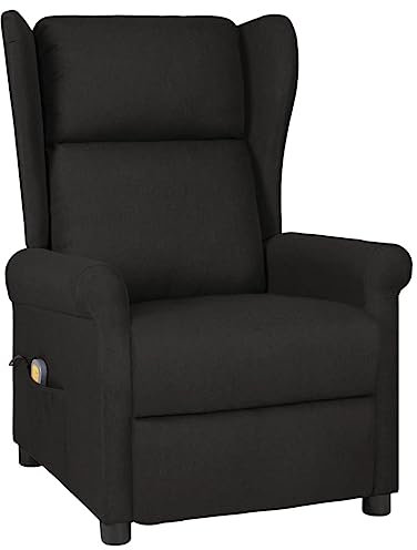 Homgoday Massagefåtölj, TV-fåtölj, relaxfåtölj, vilstol, stoppad fåtölj, TV-fåtölj med ryggstöd för vardagsrum, svart tyg