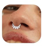 BodyBonita 16G Argento Septum Piercing Acciaio Chirurgico 316L CZ Nostril Piercing Naso Cerchio Helix Orecchino Trago Naso Cerchio Daith Cartilagine Setto Rook Piercing Naso Anello 8mm Star Gleam