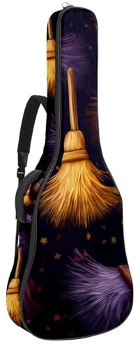 Bassgitarrentasche mit Kunst-Halloween-Besen 36, Akustikgitarrentasche 101,6 cm (40 Zoll) E-Gitarrenkoffer, wasserdichte Oxford-E-Gitarre, Gigbag für akustische Konzertgitarre, Ukulele,