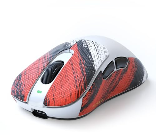 KYSONA Kabellose Gaming-Maus, Bluetooth, ergonomische Maus, 57 g, leichte vertikale Maus, Anti-Rutsch-Aufkleber, 400-24000 DPI, kabelgebunden & 2,4 GHz & Bluetooth-Verbindung, Mars SE - Weiß