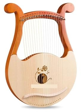 XPJYUA Lyre Harp Lyra Harfe Holz Musikinstrument Lyra Harfe mit Stimmschlüssel Saiten(Rose)