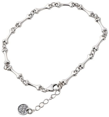 ForFox Pulsera de eslabones de hueso de plata de ley 925 para mujer 3.5mm 18+3cm