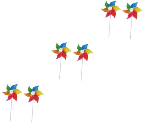 Kisangel 6pcs Hexagonal Pinwheel Toy Windmill Sails for Garden Outdoor Windmill Decoration Bright Design