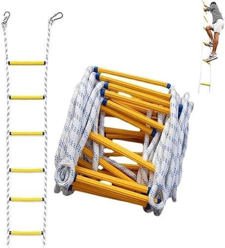 Emergency ladder, Fire Escape Ladder, Fire Escape Rope Ladder, Rope Ladders Escape Rope Ladder Emergency Fire Escape Ladders With Hooks Flame Resistant Safety Rope Ladder(5M)