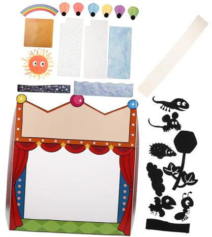Gogogmee 1 Set Kinder Puppentheater Mit Schattenpuppenzubehör Tragbare Puppe Bühne Schattenpuppe Handwerk Geschichtenerzählen Requisiten Für Puppenspiel