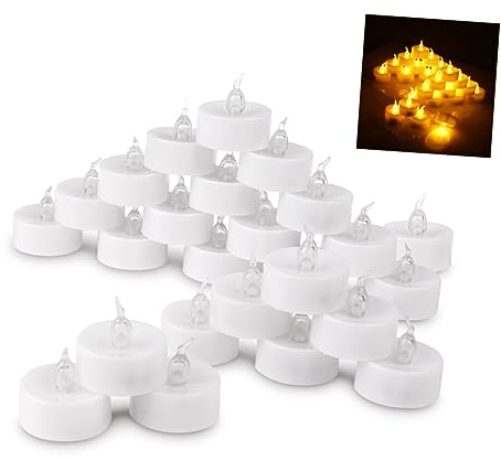 SEWOART Bougies Chauffe-Plat LED Blanc Chaud Fausses Bougies sans Flamme Décoratives Alimentées par Piles Lot