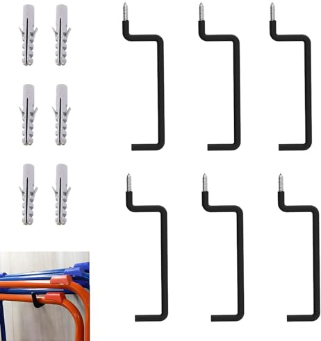 Lot de 6 crochets robustes pour vélo, rangement utilitaire, crochets à visser au mur/au plafond, pour garage, jardin, abri de jardin, atelier