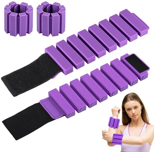 Starvortex 2 Stück Silikon Handgelenk Gewichte für Beine und Arme | Gewichtsmanschetten Fuß, Verstellbar Pilates Gewichte, Ankle Weights Pilates, Fussgewichte für Laufen, Yoga, Aerobic (1 lbs)