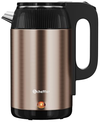 Bollitore elettrico in acciaio inox, 3 litri, 1500 W, bollitore elettrico con base a 360°, senza BPA, protezione contro l'essiccazione, spegnimento automatico, indicatore a LED, filtro fisso, oro rosa