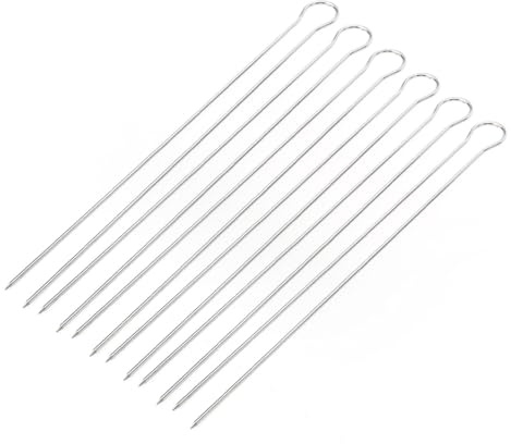 Gatuida 6 pièces Lot de Brochettes Barbecue Inox Double Fourchette Réutilisables Anti-roulement pour Grillades Barbecue
