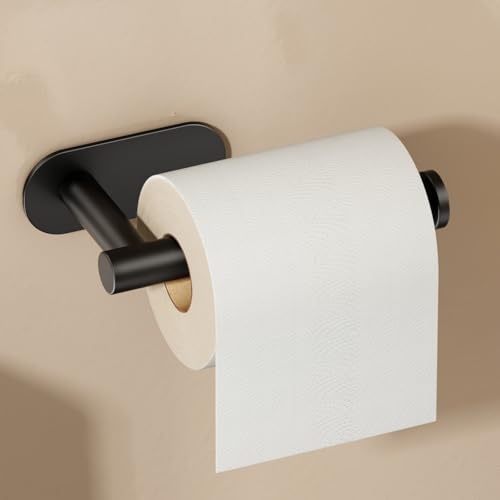VOLDRA Portarrollos Papel Higienico Adhesivo, Porta Papel Higienico De Baño Toilet Paper Holder Soporte Rollo Papel Higienico Soporte Papel Higienico Adhesivo(Negro Mate)