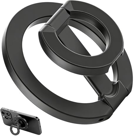 Soporte Magnético para móvil con Anillo Giratorio 360° 180°, Soporte magnético movil Compatible con iPhone17 16 15 14 13 y Samsung Xiaomi, sujeta móvil Mano con Anillo magnetico portátil Ultrafino