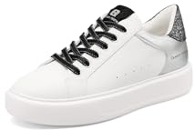 QUEEN HELENA Sneakers con Strass Donna X34-2 (Bianco e Pewter, Sistema Taglie Calzature EU, Adulto, Donna, Numero, Media, 39)