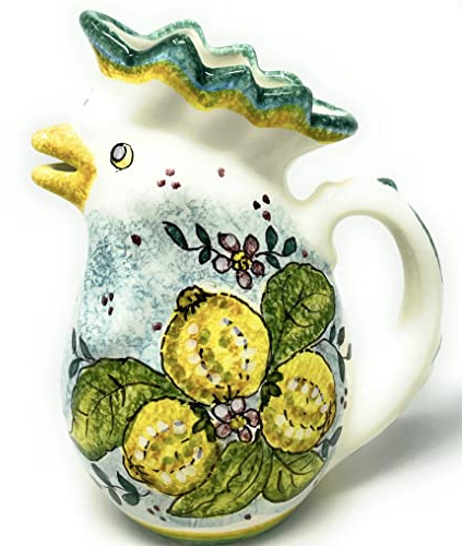CERAMICHE D'ARTE PARRINI- Ceramica italiana artistica, brocca vino,decorazione limoni, dipinto a mano, made in ITALY Toscana