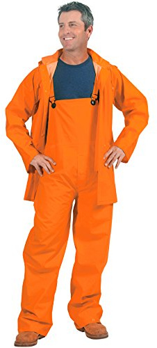 Galeton 7952-M-OR 7952 Repel Rainwear 3-Piece Rain Suit, 0.35 mm PVC, Medium, Orange