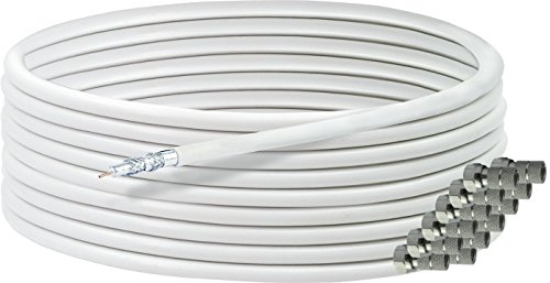 SCHWAIGER Koaxialkabel 25 m I SAT-Kabel & Antennen-Kabel mit 135dB Schirmungsmaß I 8,2mm Koaxial-Kabel für SAT- & Kabelfernsehen I 5-fach geschirmt & witterungsbeständig I inkl. 12 F-Stecker
