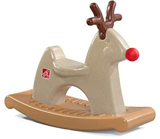 Step2 Rudolph the Rocking Reindeer Cavallo a dondolo in plastica | Giocattolo di Natale per bambini da 1 anno in su