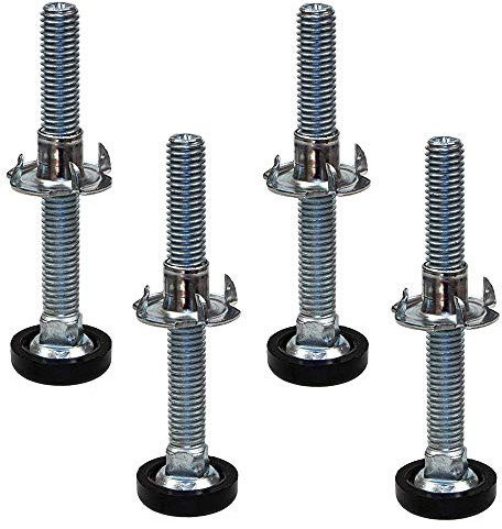 Gedotec Regulierschraube M8 x 45 mm Möbelschraube Stellfuß mit Einschlagmutter | Tragkraft 300 kg | Made IN Germany | Sockelfüße Stahl verzinkt | 4 Stück - Verstellschrauben mit Einschlaggewinde Holz