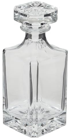 Large Clear Glass 900ml Square Decanter Carafe Jug Whisky Gift with Flat Top Stopper Wedding Anniversary Glassware Gift (DH80)