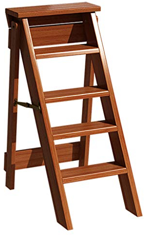 5-Stufen Treppen Klappbarer Trittleiter Hocker Mehrzweckstuhl aus Holz Leichter Trittleiter für die Heimbibliothek
