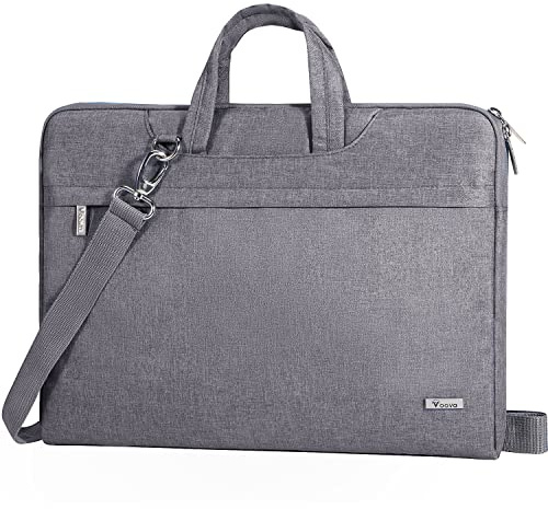 Voova Laptoptasche,15 15,6 16 Zoll, Wasserdicht Stoßfest, Notebook Schultertasche, mit Schultergurt und Versteckbarer Griff，Kompatibel mit Macbook Dell Acer ASUS Samsung Hp Lenovo, Grau
