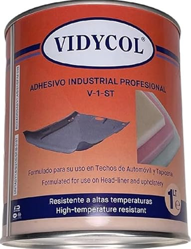 Pegamento resistente alta temperatura para tapicería y TECHO COCHE. Lata de 1L. Cola resistente para aplicar con brocha, super adhesivo y extra fuerte.