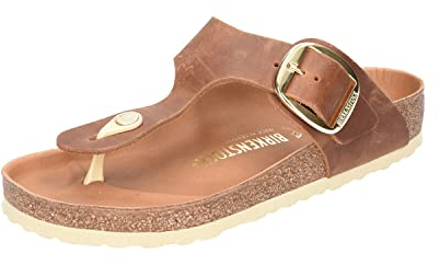 Birkenstock Women's Gizeh Big Buckle Cognac, Oiled Leather Flip Flops, 3.5 UK