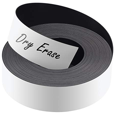 LLPT Banda magnetica 2,54 cm x 8 m Cancellabile a secco Etichette in rotolo magnetiche bianche scrivibili riutilizzabili Nastro adesivo magnetico flessibile scrivibile tagliabile (DMS126)