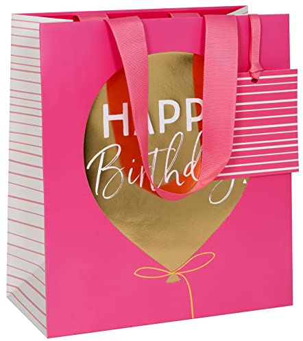 Think Of Me - Bolsa de regalo para mujer, diseño de globo dorado, tamaño mediano, color rosa