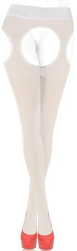 sesto senso Collant Cavallo Aperto 15 den Bretelle Calze per Reggicalze Donna Sexy Bianco 2/S Bianchi
