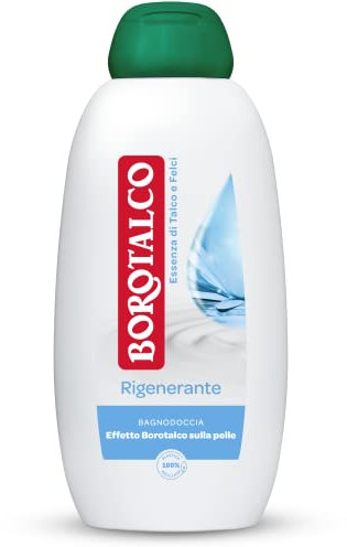 Borotalco Bagnodoccia Rigenerante Essenza di Talco e Felci, Bagnoschiuma Corpo, Formula Rigenerante, Rituale Quotidiano, Effetto Borotalco sulla Pelle, Dermatologicamente Testato, Flacone da 600 ml
