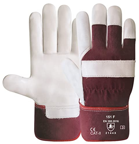 DOJA Barcelona | Winter Arbeitshandschuhe | Thermo Handschuhe aus Kalbs Narbenleder Flanell | 1 Paar Größe 9 | Wasserfeste Thermohandschuhe | Winter Handschuhe | Schutzhandschuhe Thermo