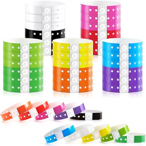 Henoyso 300 Pcs Multicolor Plastic Wristbands for Events Vinyl Wristband Plastic Bracelet for Events Arm Band Identification for Concerts Carnivals
