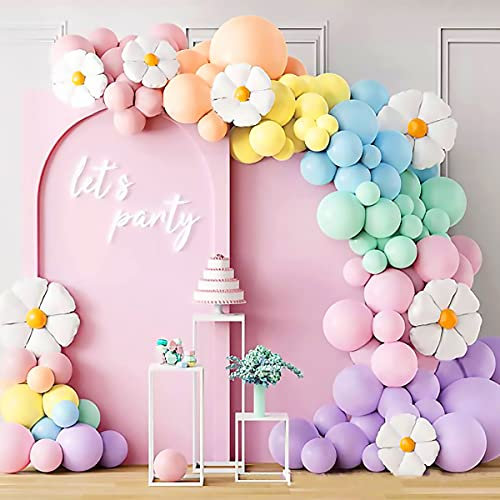Kuphy Pastel Balloon Arch Kit 160Pcs Macaron Small Daisy Balloon Arch Garland Kit Green Pink Blue Latex Balloon Garland Kit Pastel Party Decorations for Birthday Wedding Baby Shower (HBG67)