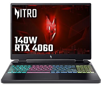 Acer Nitro 16 AN16-41 16-inch Gaming Laptop - (AMD Ryzen 7 7735HS, 16 GB RAM, 1 TB SSD, NVIDIA GeForce RTX 4060 8G, 1920 x 1200 165Hz Display, Windows 11, Black)