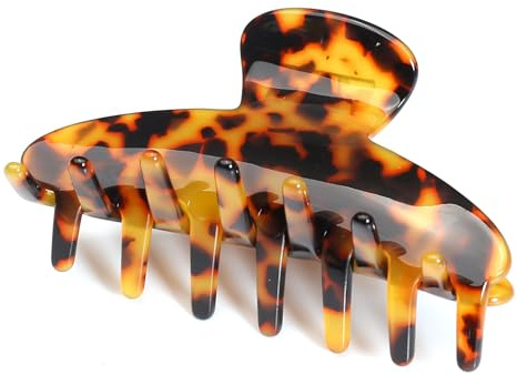QinGoo Große Haarklammer Haarspange Haar clips für Damen, Schildkröte | Hochwertiges Acetat, 8.5cm, abgerundete Zähne, stabiler Halt für lange dickes Haar, ideal für Alltag, Büro, Ausflüge