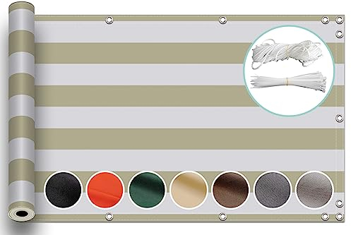 ZQXFZ Balkonverkleidung 70x500cm Balkon deko Oxford-Stoff Anti-Peeping, Wasserdicht Balkon Sichtschutz Stoff Sichtschutz Garten -Beige Streifen.