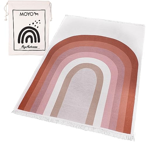 MOYO Kinderzimmer Teppich - Wendeteppich aus 100% recyceltem Garn, Perfekt für die Kinderzimmer Deko, hoher Baumwollanteil, Kinderteppich Regenbogen (170 x 120 cm)
