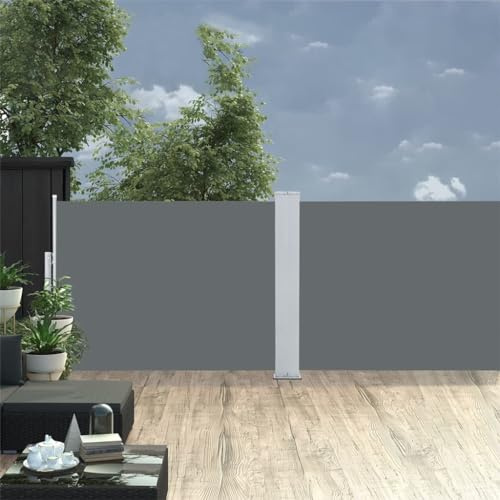 AUVYI Anthrazit Seitenmarkise 100x1000 cm Polyester PU-Beschichtung Automatik Sichtschutz Terrasse Balkon