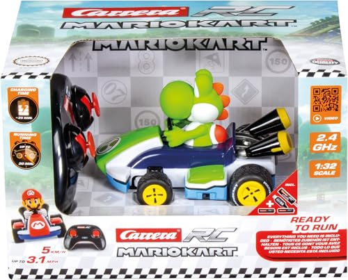 Carrera - 370320002 RC I 2,4GHz Mario Kart Race Kart 1:32 I Yoshi RC-Fahrzeug I Offiziell lizenziert I Authentisches Design I Für Nintendo-Fans I Ferngesteuertes Auto