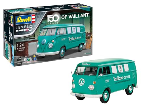 Revell 05648 Gift Set VW T1 Bus 150 Years of Vaillant 1:24 Scale Unbuilt/Unpainted Plastic Model Kit With Accessories