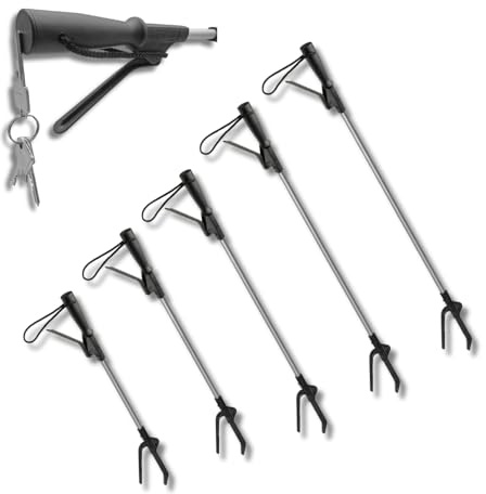Kowsky Greifhilfe - Greifzange für Senioren - 40 CM - aus Aluminium - Greifer mit Magnet - Anti-Rutsch Greifarm - Handgreifer mit Handschlaufe - robust & stabil - schwarz