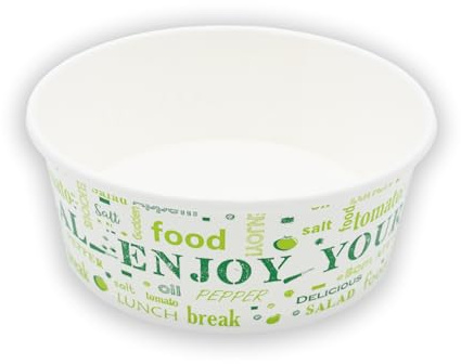NATURA DENTRO - ECOPACKAGING Insalatiera di Carta Enjoy, Monoporzione, Usa e Getta, Tonda| 50 Pezzi, 750ml
