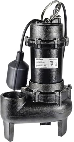 wassermann 1/2 HP Sewage Pump with Automatic Float Switch, Cast Iron, Black, 115V, 5300 GPH, Ideal for Basement and Sewer Well Drainage