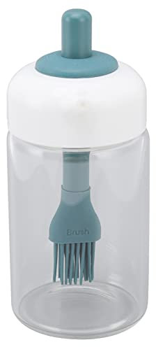 Bottiglia d'olio in vetro Dispenser 2 in 1 Bottiglia d'olio in silicone di vetro Bottiglia d'olio per condimenti per insalata e pennello Combo (230ml Verde scuro)