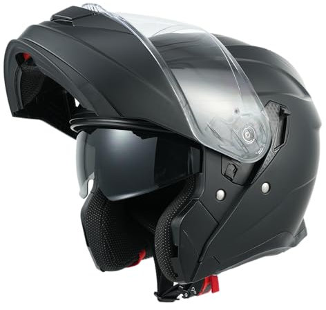 MY Casco Moto Modulare 935, Caschi Integrali Moto Omologato ECE 22.06 con Doppia Visiera per Uomo Donna (Nero Opaco, S)
